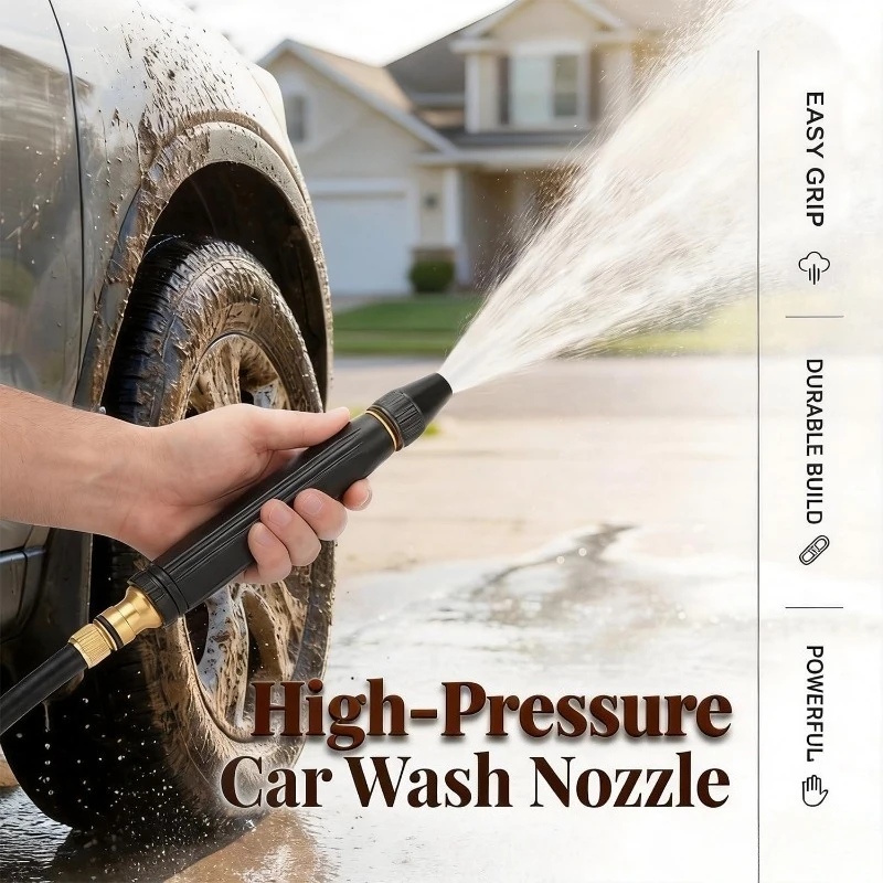6/3 Piece Set of Household Pressure Water Gun Heads, Direct Spray Car Wash Nozzle, Tap Water Pressurization, No Need for Electricity, Long Range, Large Water Flow, Easy Installation, One-Touch Water Release, Powerful R