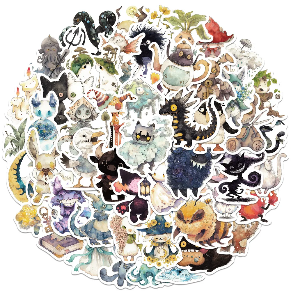 10/50pcs Gothic Absurd Fairy Tale Monsters Animal Stickers Funny Cartoon Graffiti Decal for Laptop Luggage Scrapbook Diy Sticker