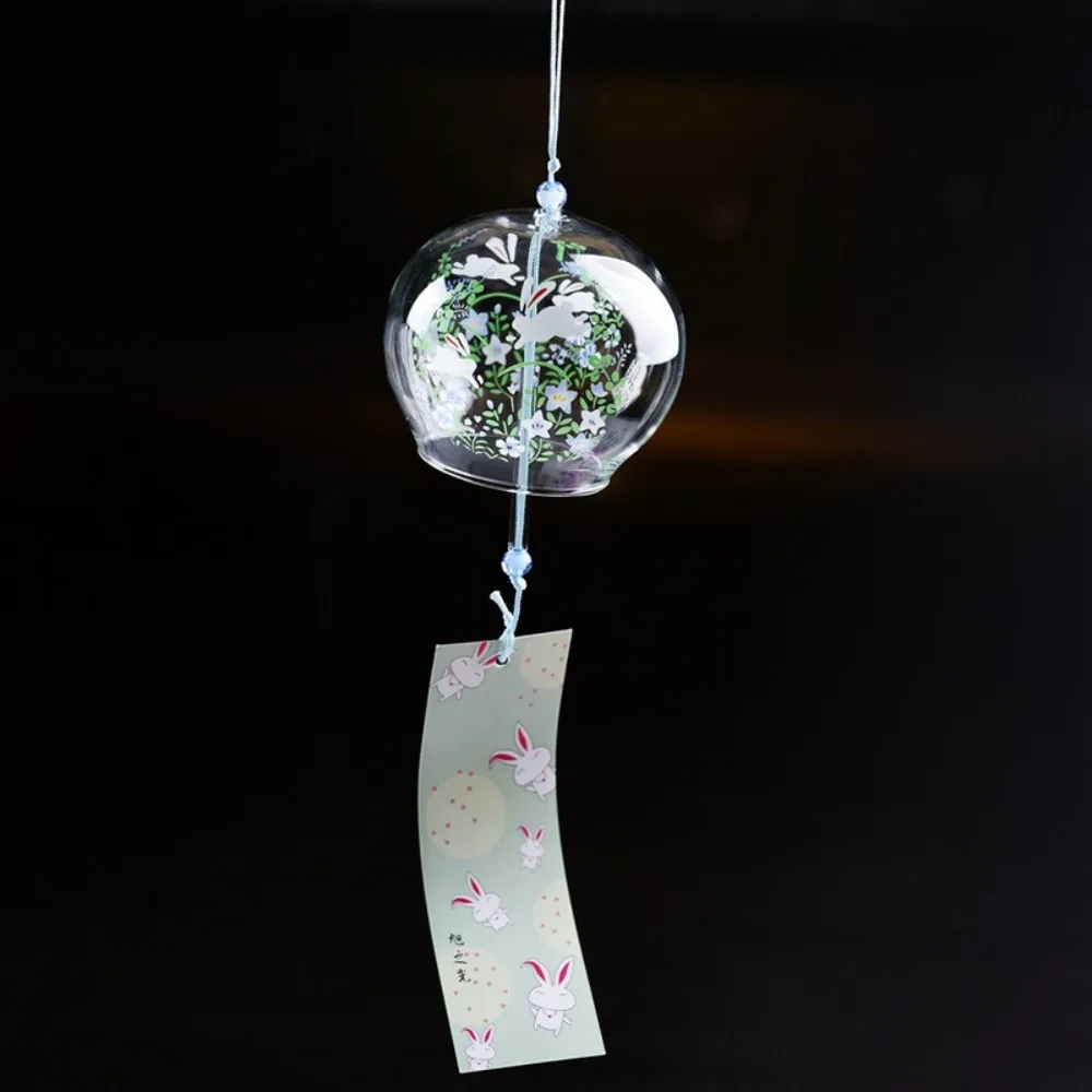 Handmade Handmade Glass Wind Chime Glass Painting Pendant Design Glass Painted Wind Chime Kawaii Style Music Bell Sound