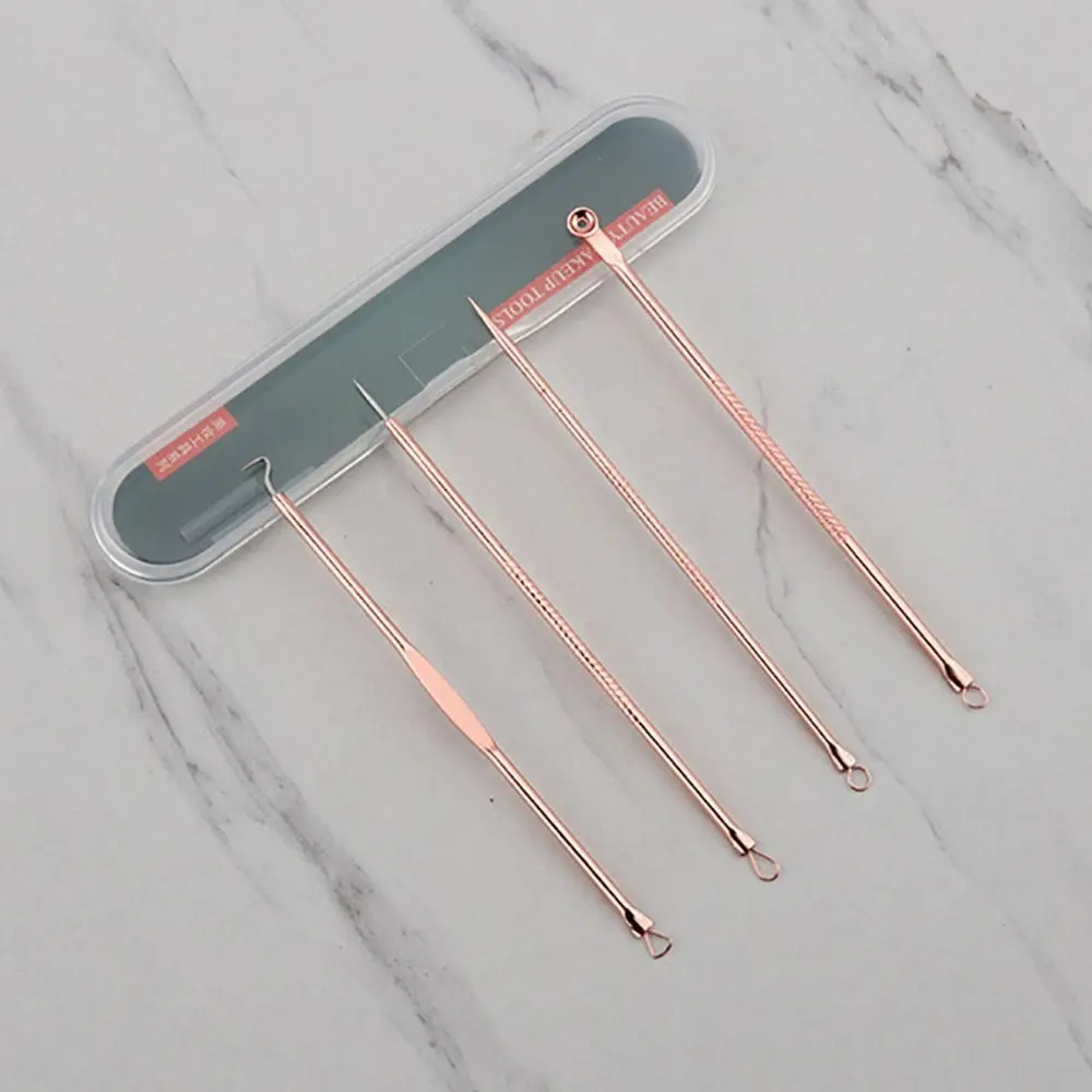 4 قطعة/المجموعة فائقة غرامة بثرة مزيل خلية كليب العميق الأنظف صالون تجميل البثرة الملقط الجلد أداة العناية بالوجه حب الشباب إبرة