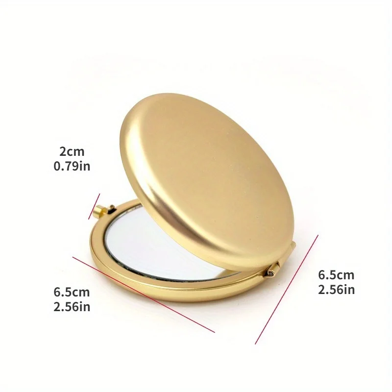 Tragbarer, zusammenklappbarer Make-up-Spiegel, hochwertiger doppelseitiger kompakter Handspiegel, Mini-Taschenspiegel in Roségold für Damen und Herren – Detail 4