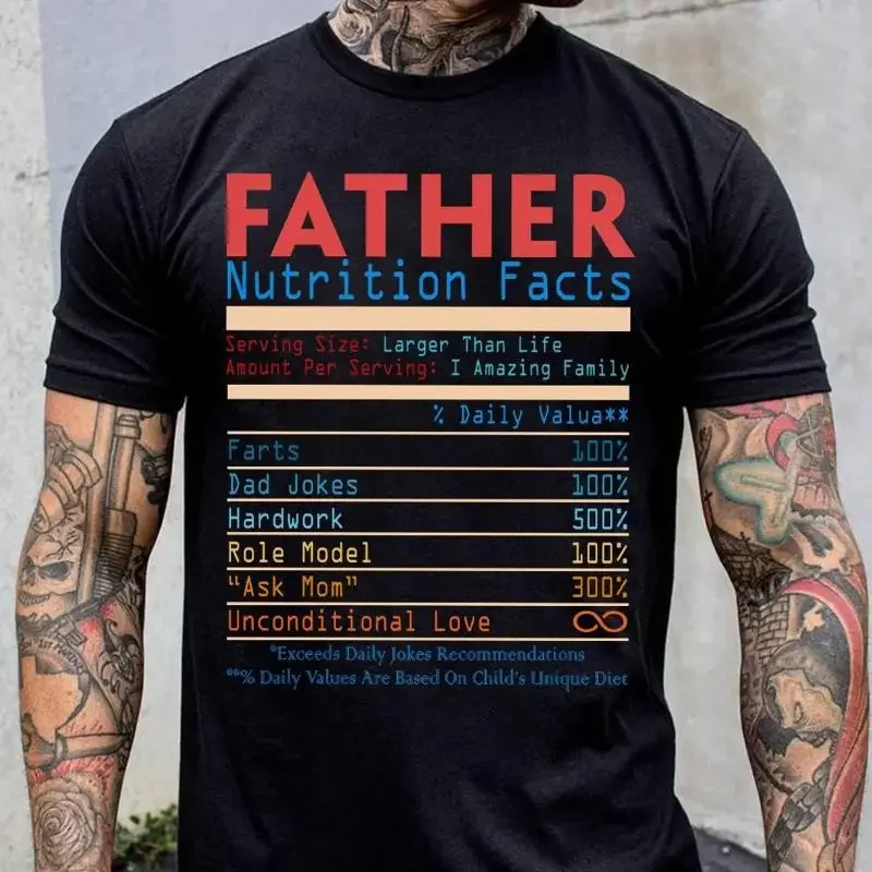 Retro Father Nutrition Facts T Shirt Ask Your Mom Funny Husband Quote Best Dad Ever Fathers Day