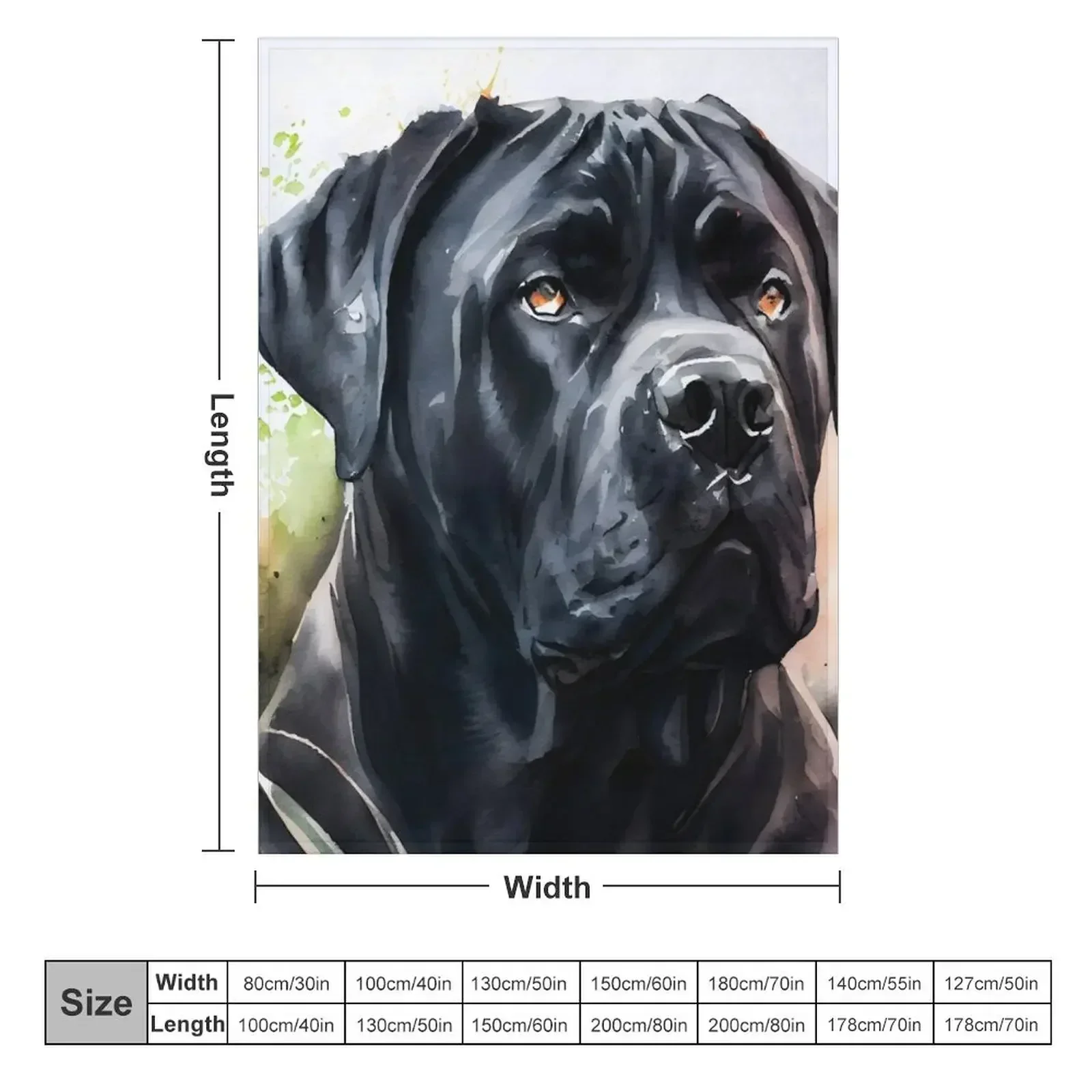 A Black Cane Corso Watercolor portrait Throw Blanket Beach Kid'S Blankets