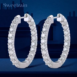 Hoops 925 Sterling Silver 2.5mm Moissanite Earrings for Women Engagement Wedding Valentine's Day Anniversary Gift Jewelry