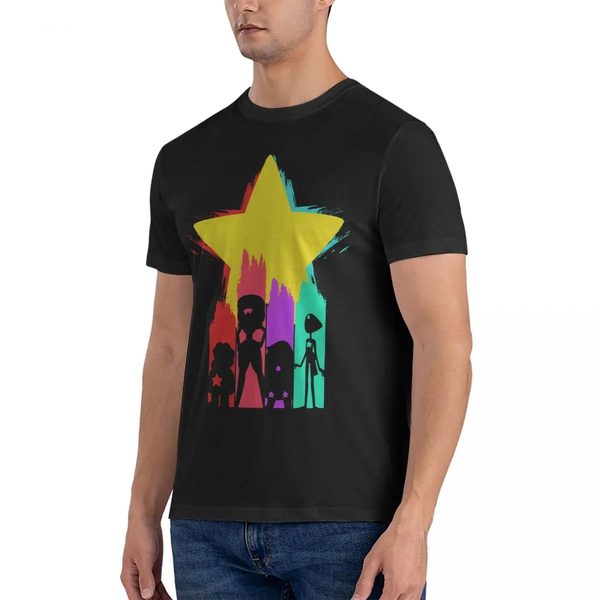 Funny Star T-Shirts Men Round Collar Cotton T Shirt Steven Universe Short Sleeve Tees Printed Clothes