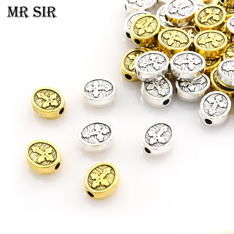 

15pcs Antique Alloy Jesus Cross Spacer Beads For Bracelets Necklace Making Findings Christian Catholic Jewelry Decorations Craft