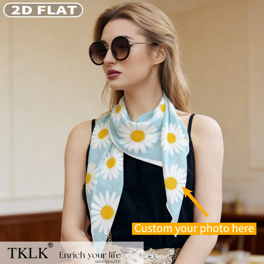 Custom Scarf Square Satin Scarf, Light Silk-Like Feel, Personalized Bandana & Shawl Wrap, Versatile for Hair Band, Headscarf image 4