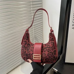 Fashion Leopard Women's Bag Popular Commuter Crossbody Bag Yankee Single Shoulder Armpit Dumpling Bag