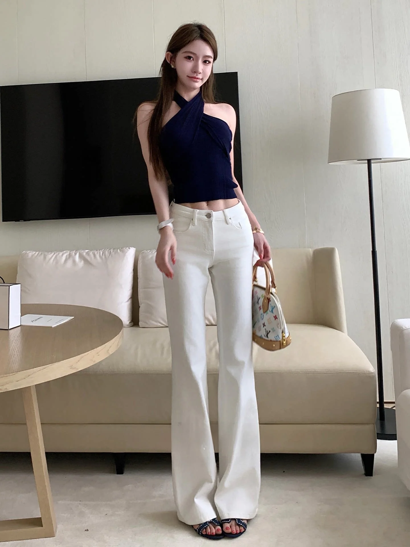 

Classic High Waist Straight Leg Slimming Jeans Women's Micro Flared Denim Pants Butt Lifting Slimming Long Trousers