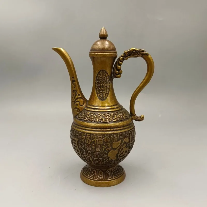 Antique Baifu Wine Pot Light Desktop Decorative Sculpture Metallic Liquor Jug Vintage Home Decoration Ornament Home Accessories
