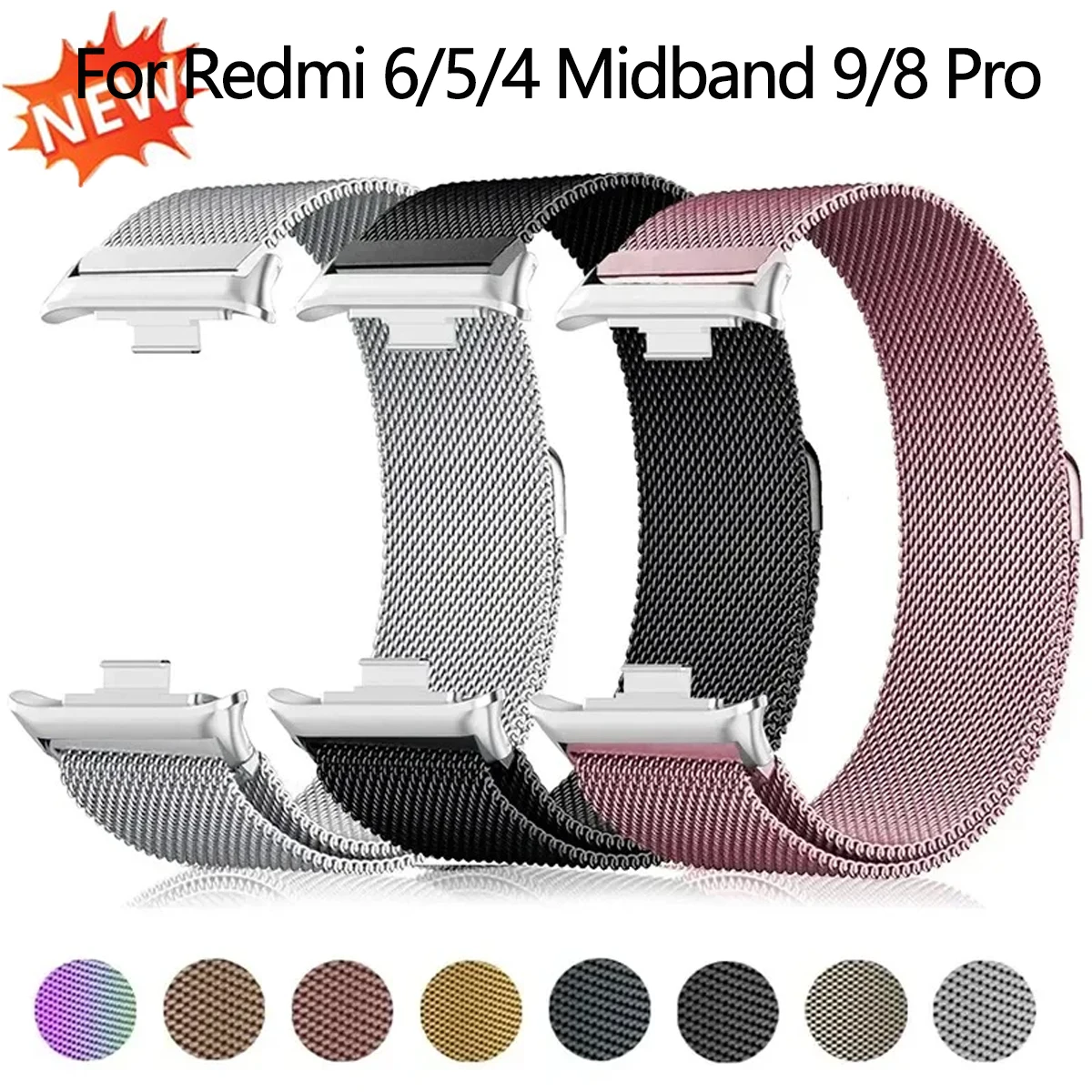 HOT Metall-Armband für Xiaomi Mi Band 8 9 10 Pro Magnetisches Armband Edelstahl Ersatzarmband für Redmi Watch 4 5 6 Band