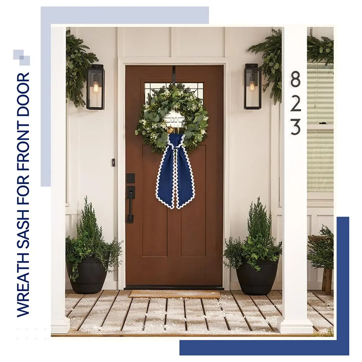 2 Pcs Scalloped Wreath Sash for Front Door Ruffle Lace Ribbon for Yard Porch Garland Home Decor