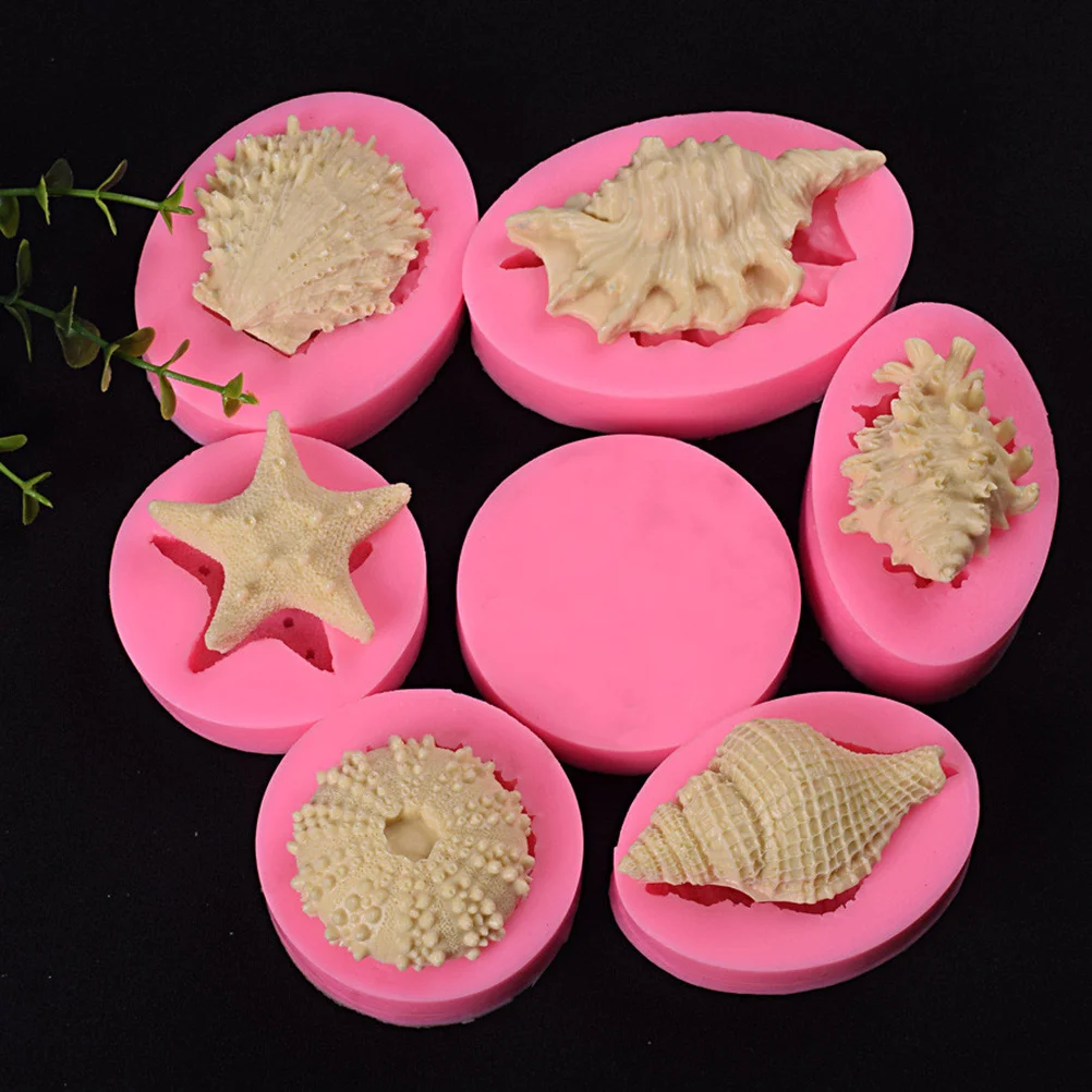 

6Pcs Ocean Series Pearl Conch Seashell Silicone Mold Safe Easy Clean Cake Biscuit Baking Mould Series Mold
