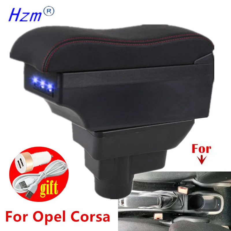 Reposabrazos para Opel Corsa D, caja de almacenamiento para coche, superficie curva, caja de almacenamiento de cuero para coche, instalación sencilla, interior