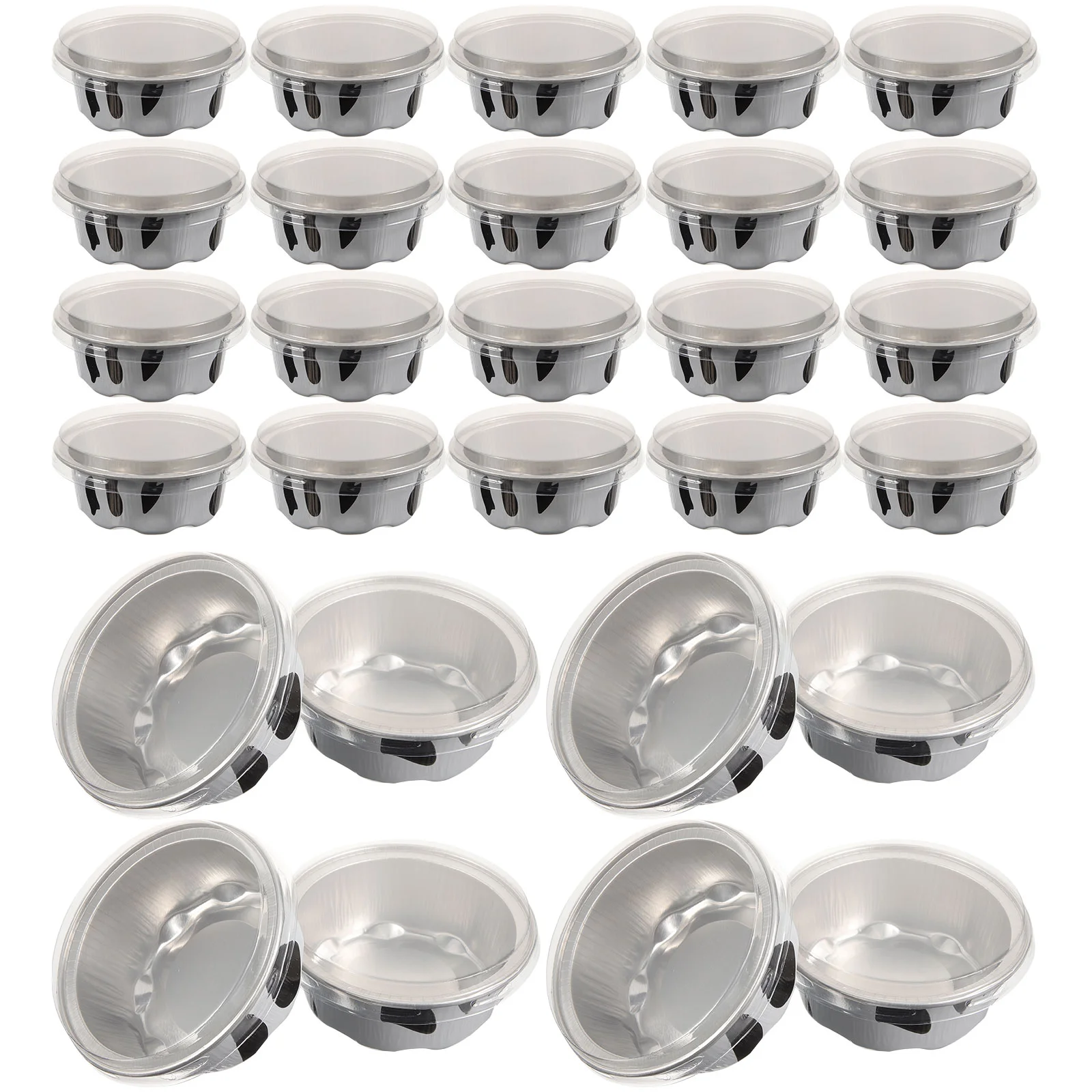 50 Pcs Aluminum Tin Paper Cup Mini Cake Pans Baking Cups Molds Cupcake for Pudding Round Man