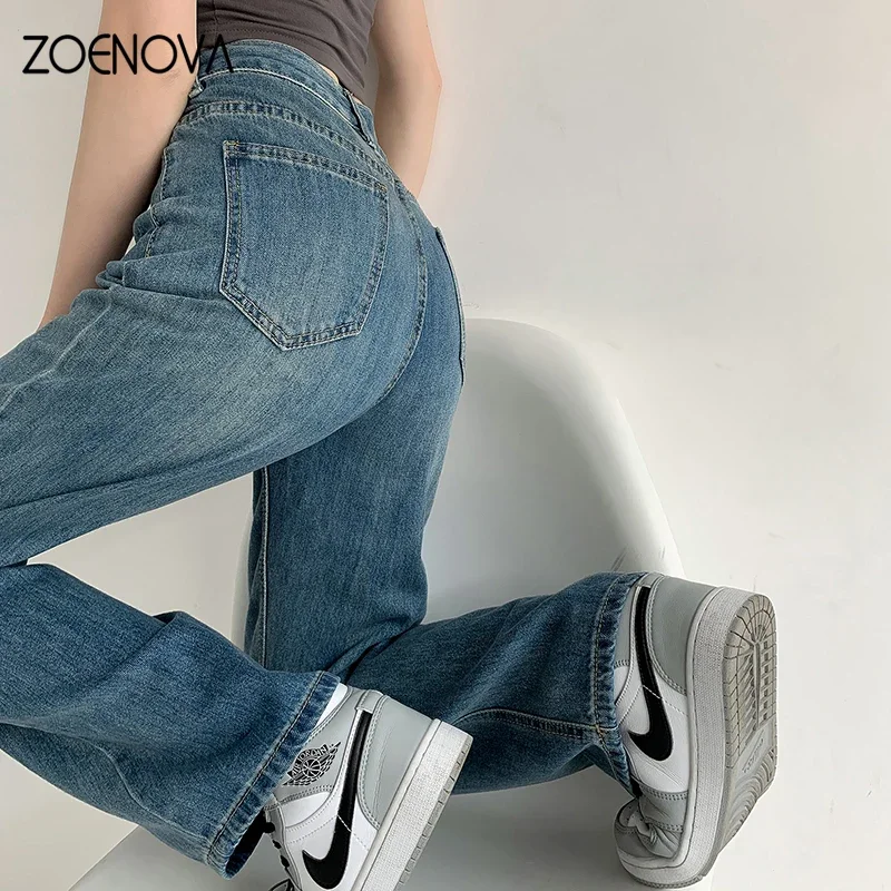 

ZOENOVA Jeans Women Baggy High Waist Pants 2022 New Fashion Straight Leg Pants Y2k Denim Trousers Vintage Loose Washed Mom Jeans