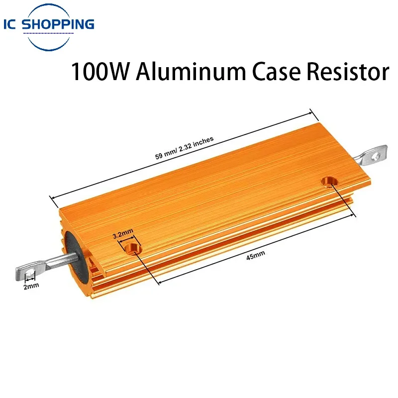 NOWOŚĆ Aluminiowy rezystor drutowy z metalową obudową 50W 100W 0.01R~100K 1 3 4 6 8 10 20 200 500 1K 10K Ohm RX24 Rezystancja