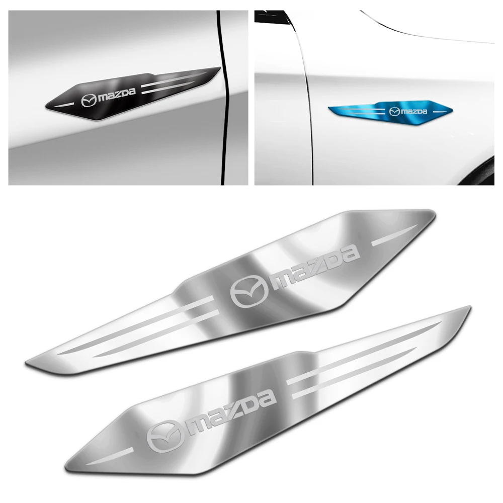 2pcs Car Body Side Fender Rear Trunk Reflective Mirror Metal Sticker for Mazda Axela Atenza CX-30 CX-4 CX-5 MS demio MPS 3 CX-9