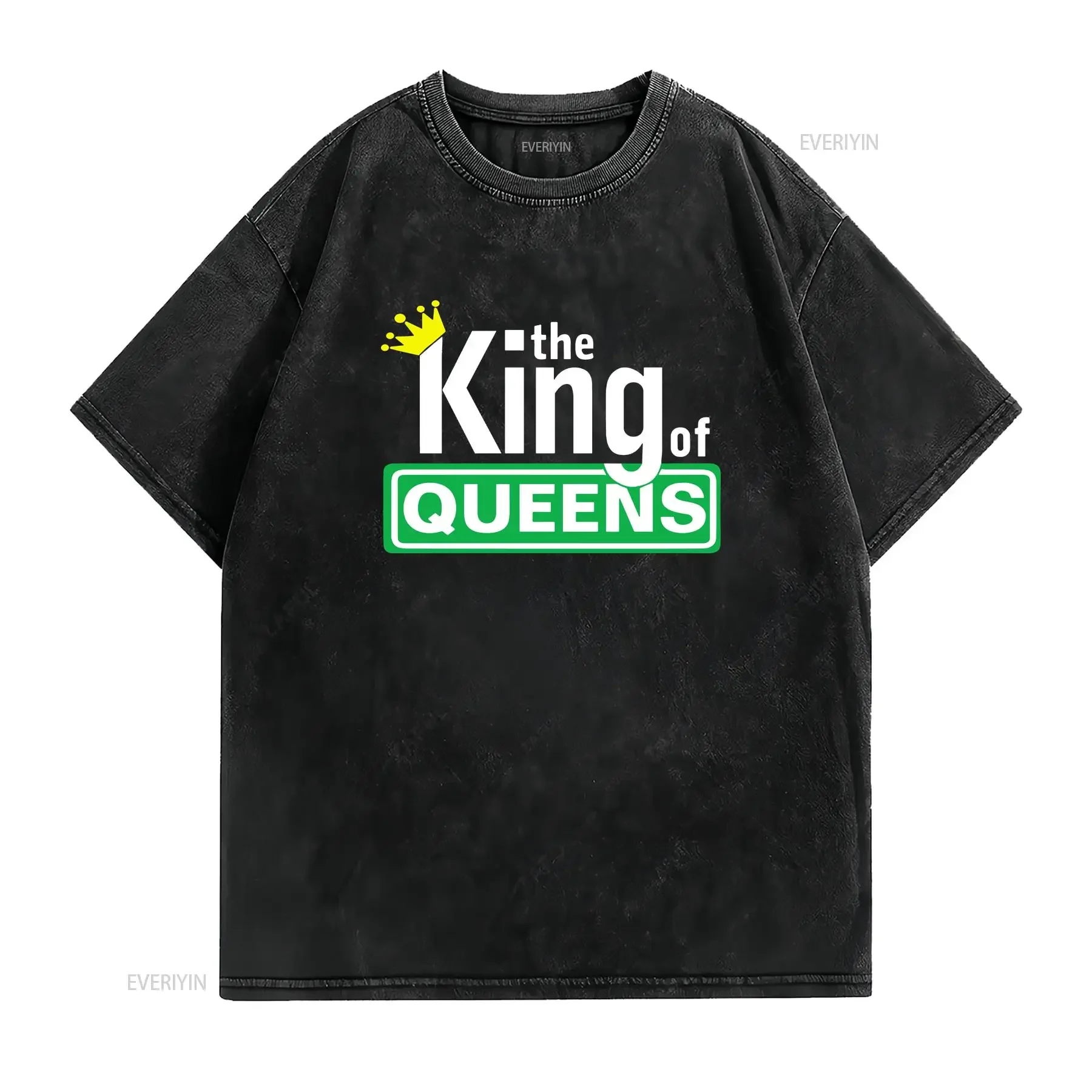 The King Of Queens Logo T Shirt TV Show Fan vintage Washed Stylish Slightly Stretched Top For Everyday Wear Casual Versatile
