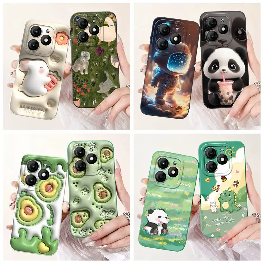 For ITEL A70 Phone Case 2024 New Cute Cartoon Matte Capa Soft Square Silicone Shockproof Funda For ITELA70 A665L A 70 Back Cover