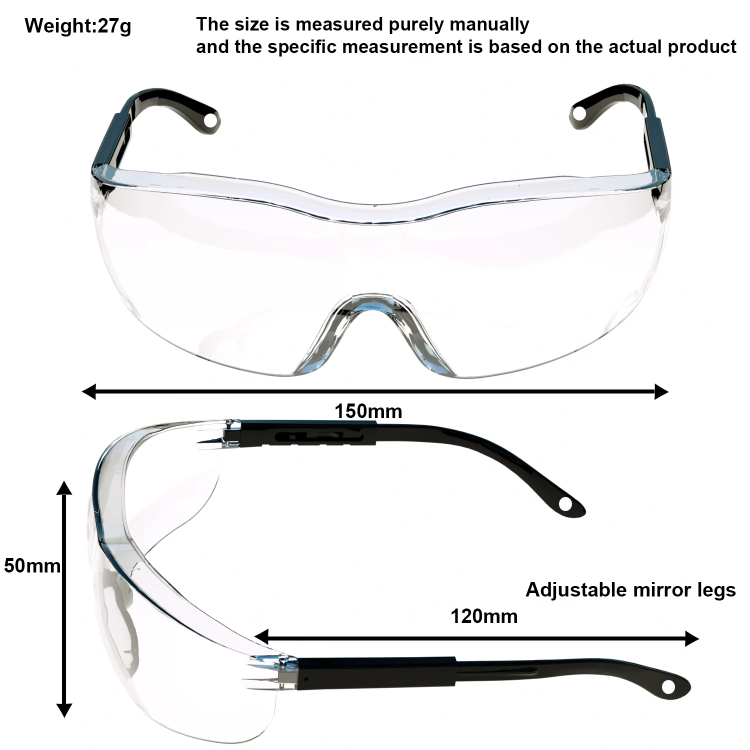 Lunettes de sécurité unisexes, protection des yeux, anti-buée, anti-rayures, degré porteurs, lentille transparente, CE ANSI Z87, travail