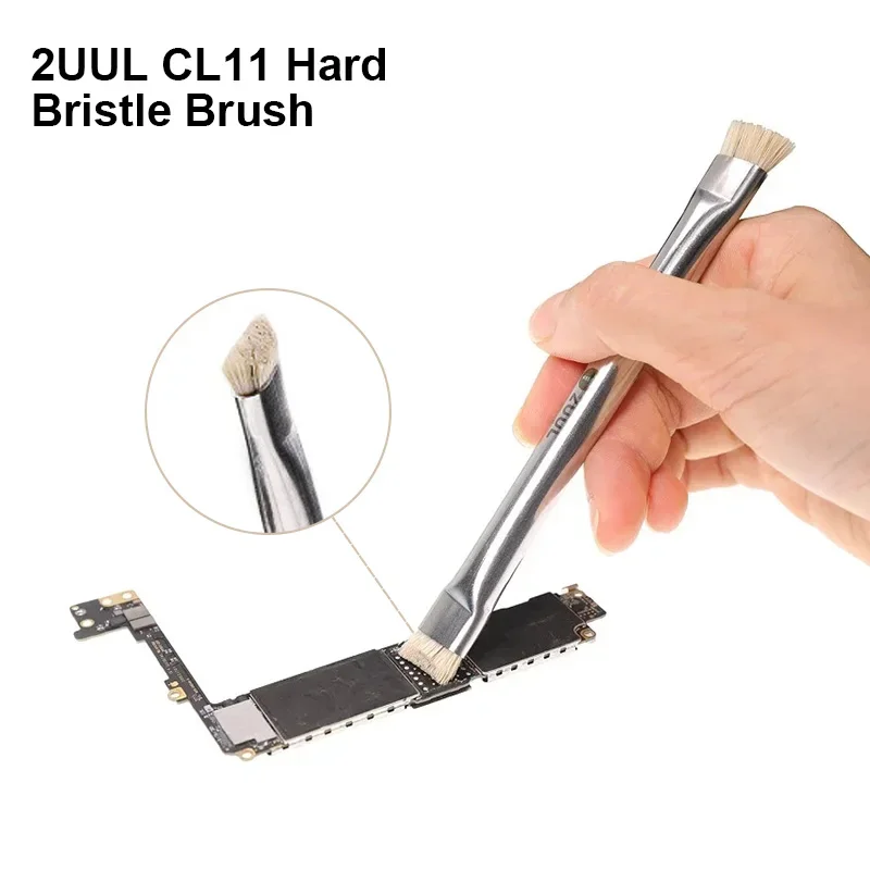 

2UUL CL11 Dual Heads Bristle Brush for Mobile Phone Repair Anti Static PCB Chip IC Cleaning Hand Tools Dust Removal Brush