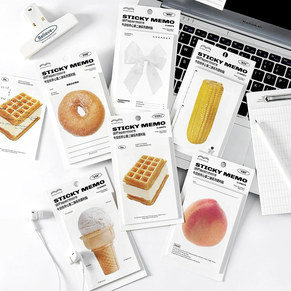 Cute Gelato Bowknot Sticky Memo Pad Adhesive Writing Paper School Craft Supplies Remark Book Stationery Decoration