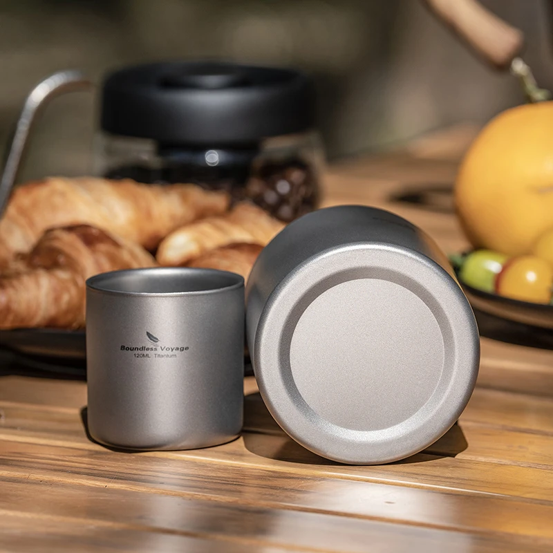 Boundless Voyage Titanium doppelwandiger Becher, ultraleicht, stapelbar, Tee-Trinkgeschirr, tragbar, für Outdoor-Camping, täglich verwendet – Detail 11