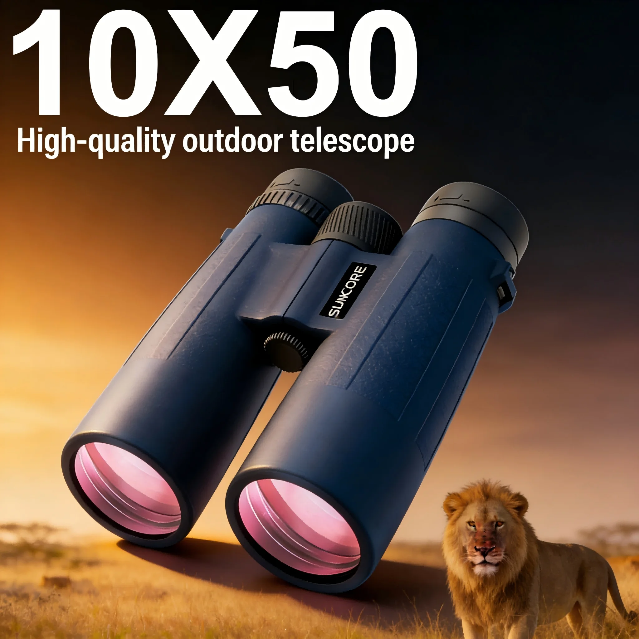 

Бинокль SUNCORE 10x50 HD для взрослых - мощный и легкий, с улучшенным адаптером для телефона, для наблюдения за птицами