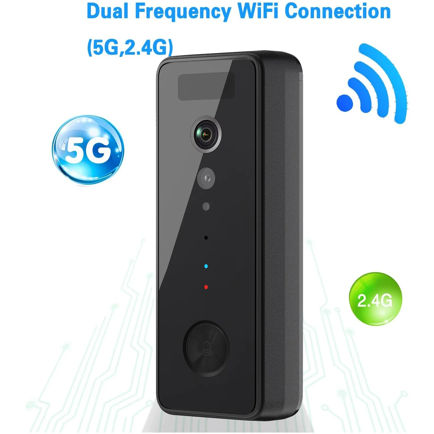 Campainha de vídeo wi-fi 5g 2.4g 1080p, banda dupla, sem fio, campainha inteligente, à prova d'água, aplicativo remoto, intercomunicador, câmera de segurança