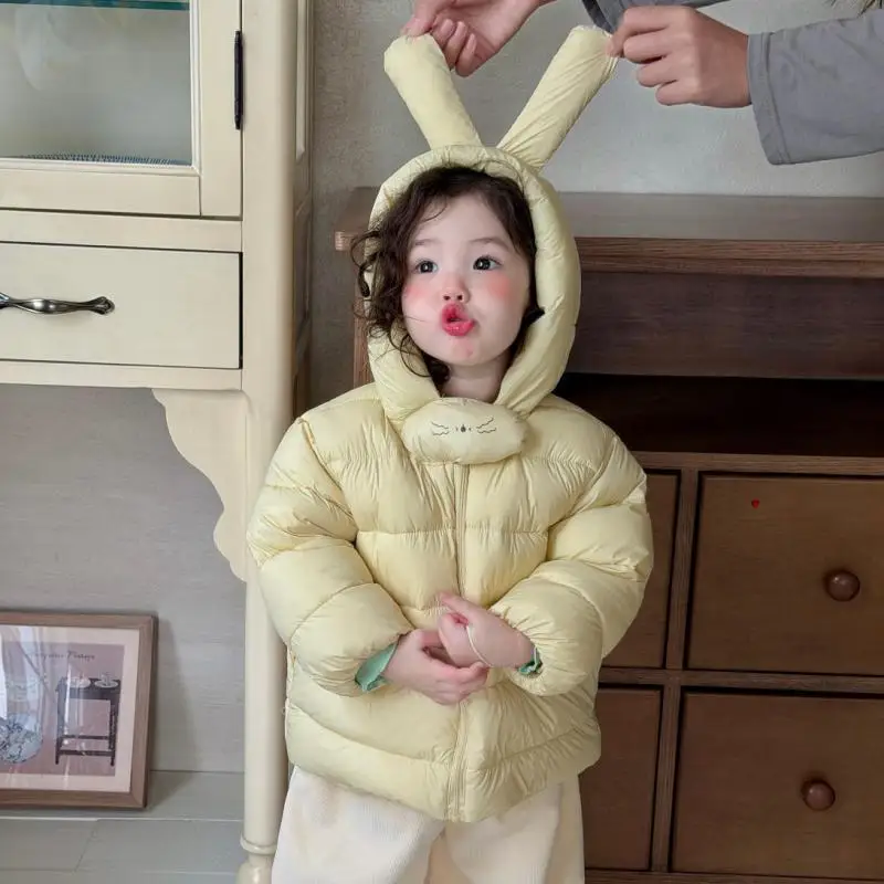 2026 Winter New Baby Girl Cute Hooded Quilted Jacket Plus Velvet Thick Girls Warm Coat Infant Toddler Cotton Padded Jacket