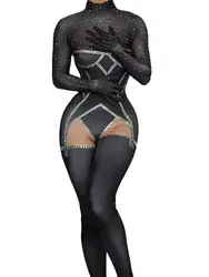High Quality Hot Diamond Elastic Tight Fitting Jumpsuit 2024 New Fashion Customized Women'S Clothing