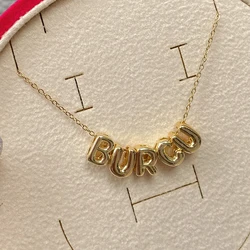 Hot Sale Tiny Bubble Balloon Initial Letter Pendant Necklace Stainless Steel Unique Chunky Alphabet Chain Choker Charm Jewelry