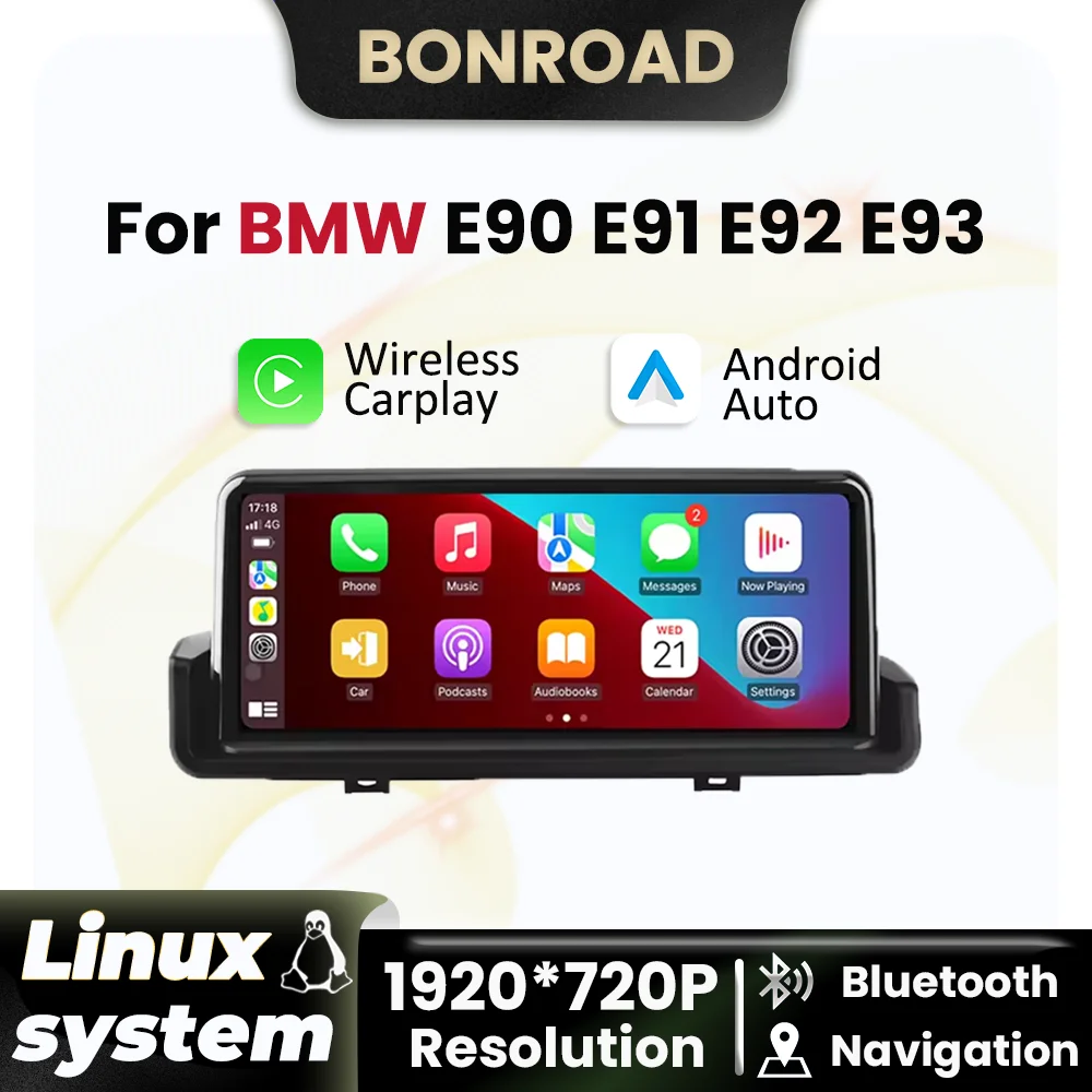 BONROAD اللاسلكية Carplay أندرويد راديو السيارة التلقائي لسيارات BMW 3 Series E90 E91 E92 E93 لينكس مشغل وسائط متعددة BT GPS شاشة تعمل باللمس