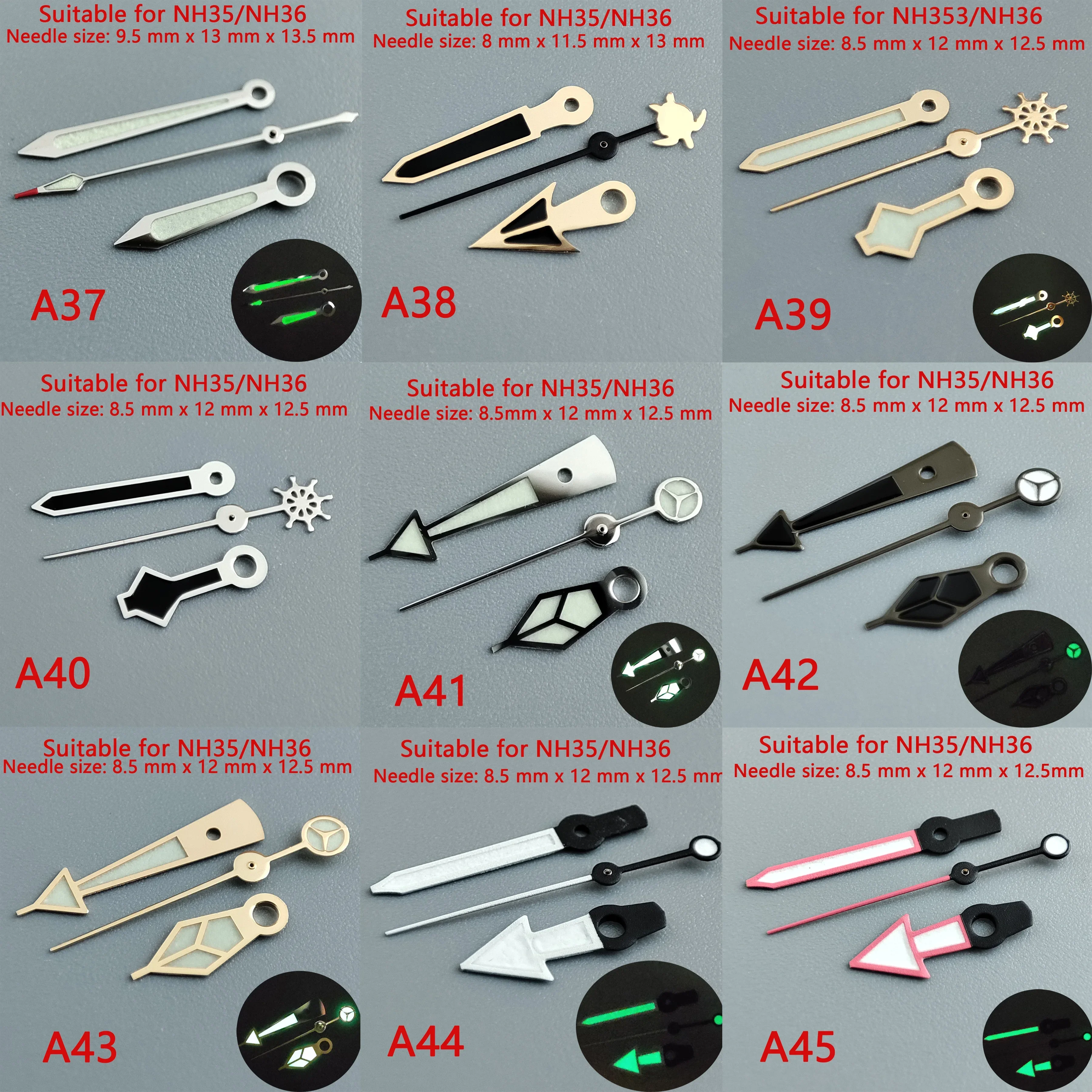 Стрелки часов 904L NH35 NH36 зеленые светящиеся аксессуары для секундных часов часы указатели стрелки серебряные оптовые продажи лучшие часы 904L