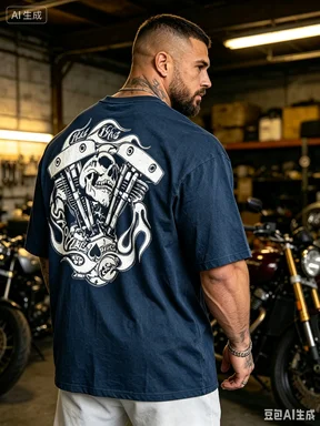 Skull and Mechanical Components Graphic T-Shirt  Cotton O-Neck Short Sleeve Summer Casual Mens T-shirt Streetwear