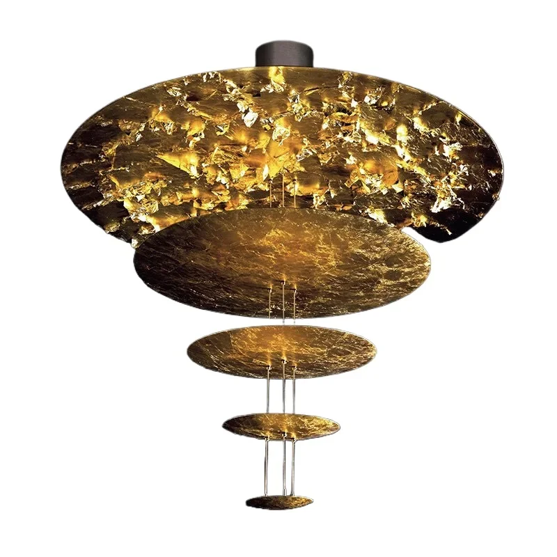 

Restaurant LED wrought iron gold foil chandelier bedroom chandelier