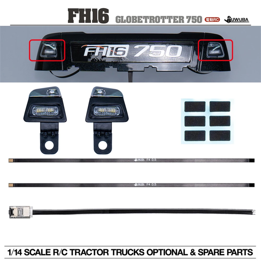 

1 пара светодиодных фонарей на крыше кабины для радиоуправляемого самосвала Tamiya в масштабе 1:14 VOLVO FH16 750 56360 56362 56375 Модель игрушки Обновление деталей автомобиля