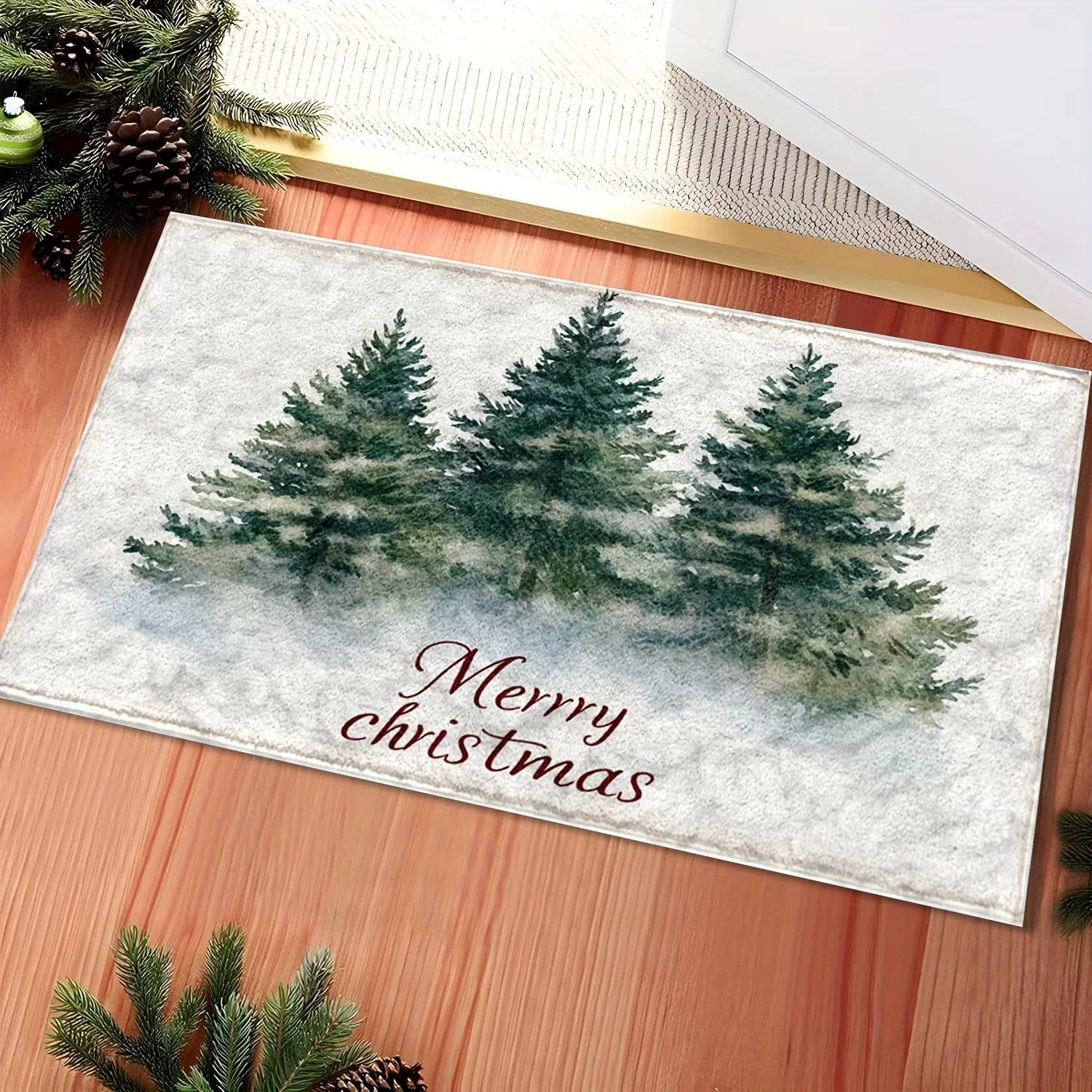 

green Christmas tree pattern soft carpet bathroom non-silp doormat suitable for living room entrance decorative accessories pad