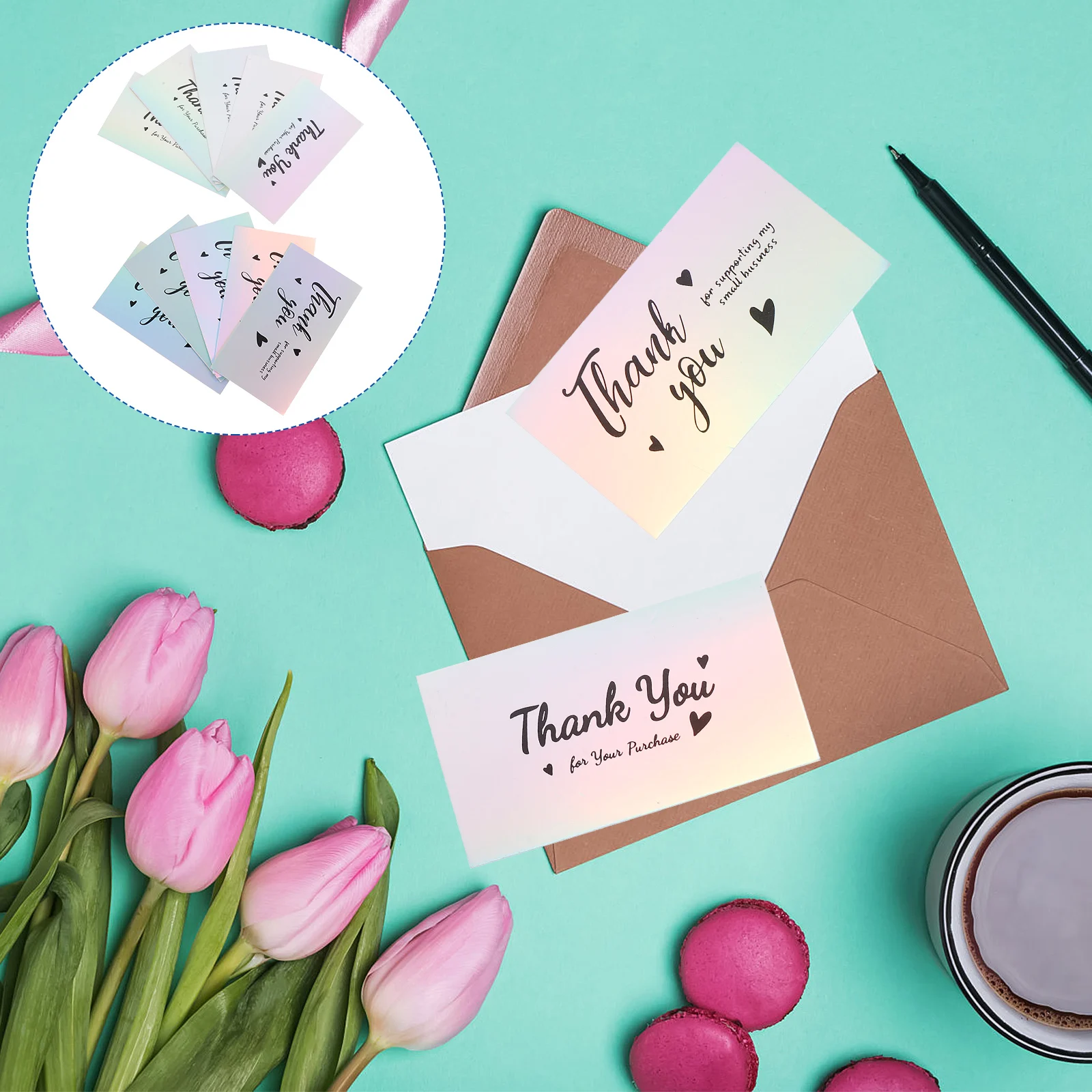

50pcs Mini Note Cards Thank You Greeting Card Lightweight Custom Small Business Colorful Opening Gift Supporting Business Card