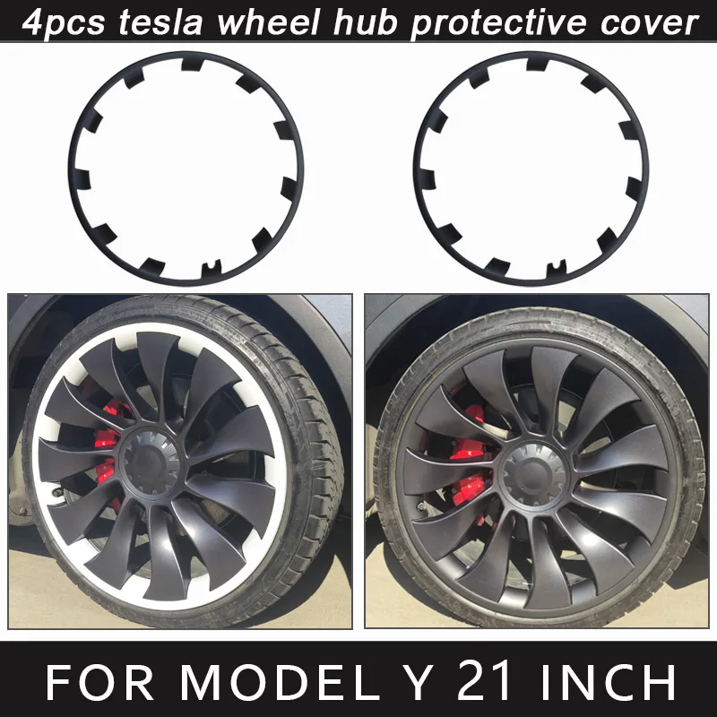 For Tesla Model Y 21 Inch Rim Wheel Hub Protection Patch Protectors Wheel Guard Covers Accessories ABS Auto Exterior 2018-2024