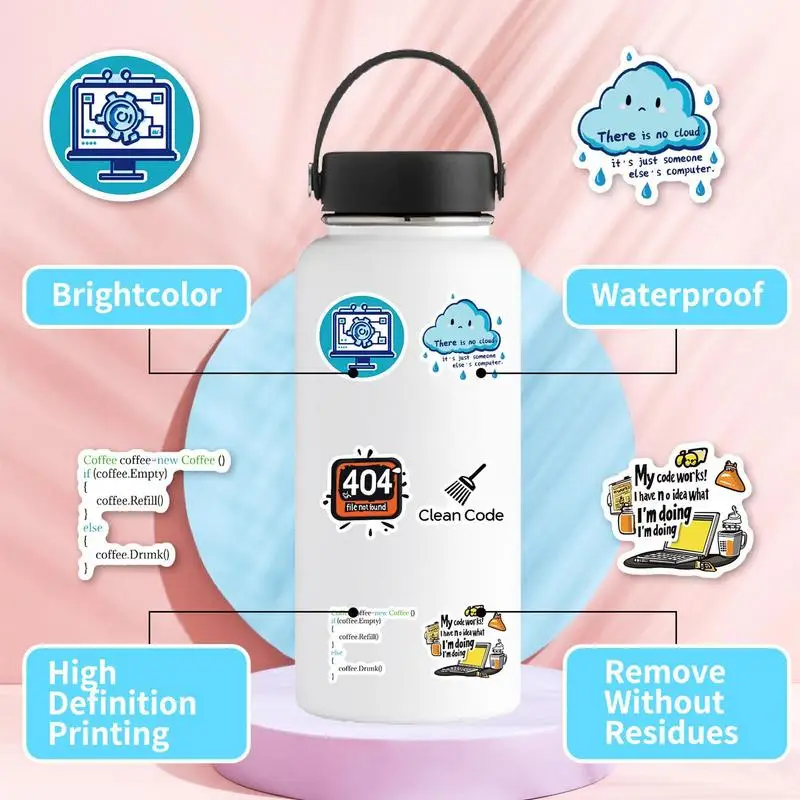 Data Stickers 50X Funny Laptop Sticker Waterproof Decorative Graffiti Decal Cute Fashionable PC Decals For Students And