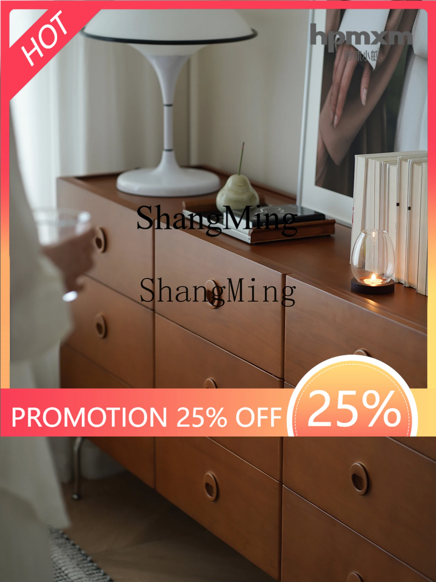 

FG Retro Nine-Drawer Cabinet Storage Bedroom Bedside Vintage Drawer Solid Wood Storage Cabinet