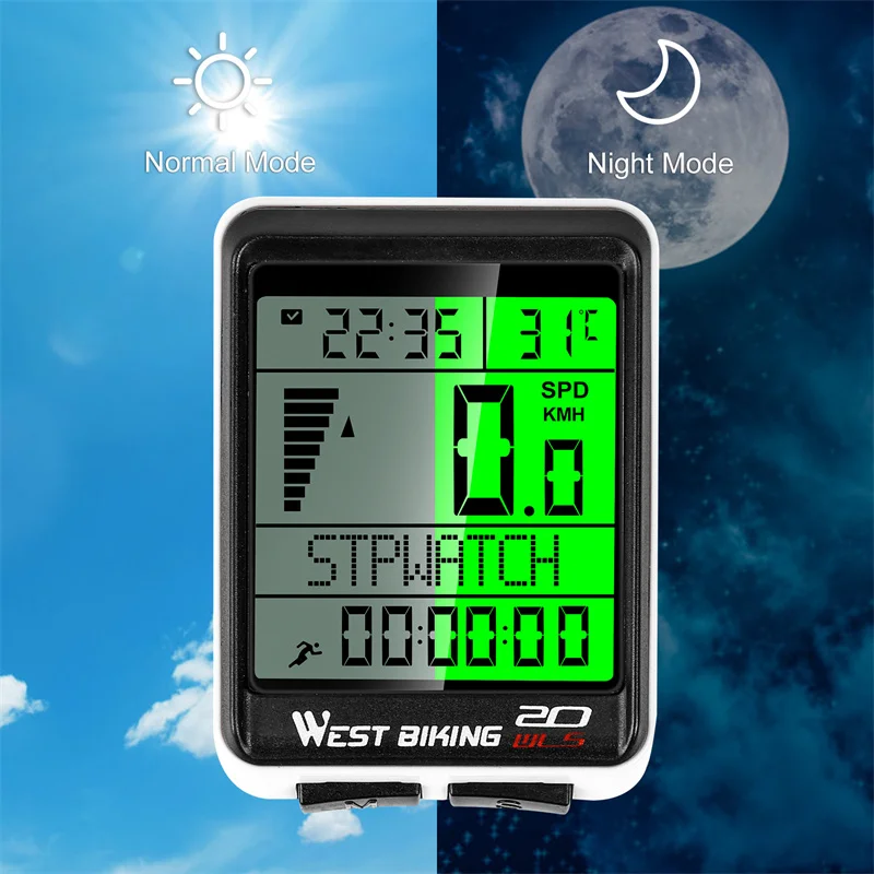 WEST BIKING 5 Language Wireless Waterproof Multifunctional Bicycle Computer Cycling MTB Odometer Road Bike Stopwatch Speedometer