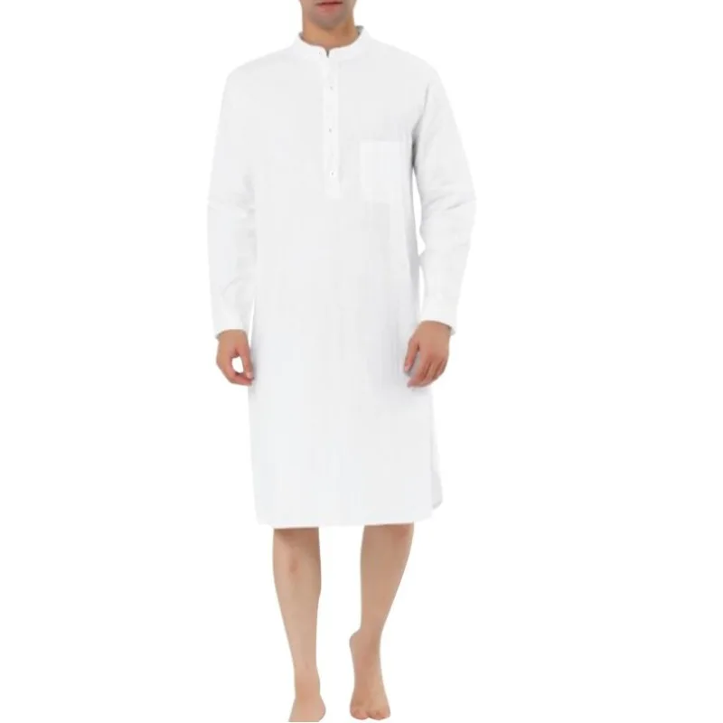 2023 Muslim Fashion Casual Pocket Long Shirts Robe Kurta Men Arabe Hombre Arabic Shirt Islamic Dubai Man Clothing Kaftan for Men