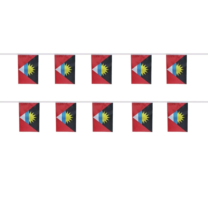 

SKY FLAG Antigua and Barbuda bunting flags 14x21cm 20pcs/lot ATGBBD String flags Pennant Banner for Festival Party Holiday