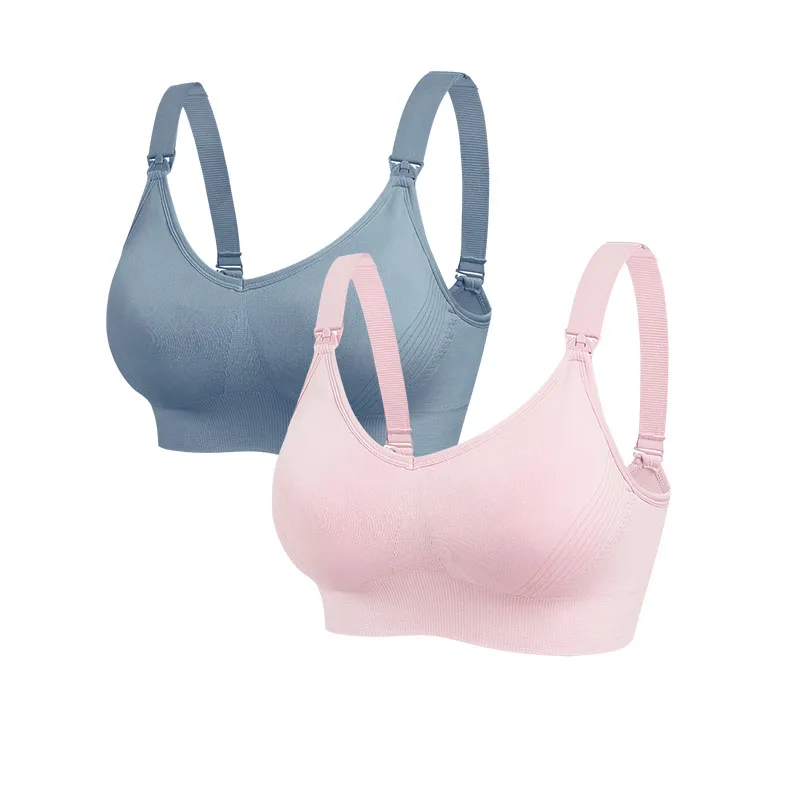 2pcs/Lot Maternity Wire free Front Open Nursing Bra Women's Seamless Breastfeeding Bras Pregnant Breathable Soft Underwear 2024
