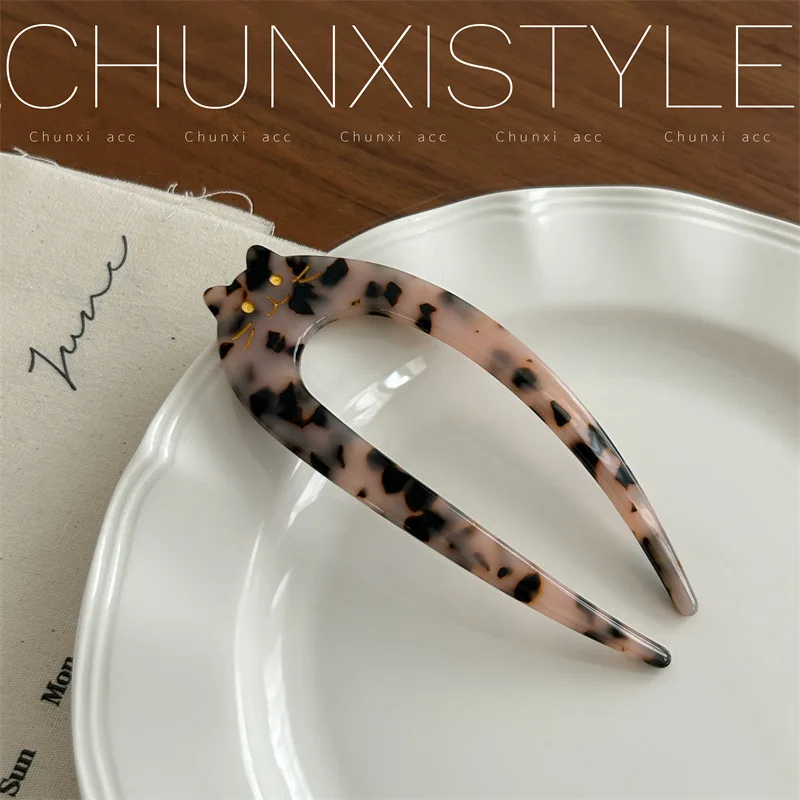 

Французская японская заколка для волос из ацетата, заколка для волос в форме кошки, U-образная прическа, инструмент для женщин, элегантный аксессуар для волос в стиле ретро