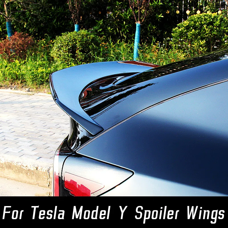 

For 2021 2022 2023 Tesla Model Y Car Rear Trunk Lid Lip Body Kit Spoiler Wings Carbon Fiber Matt Black Ducktail Accessories Part