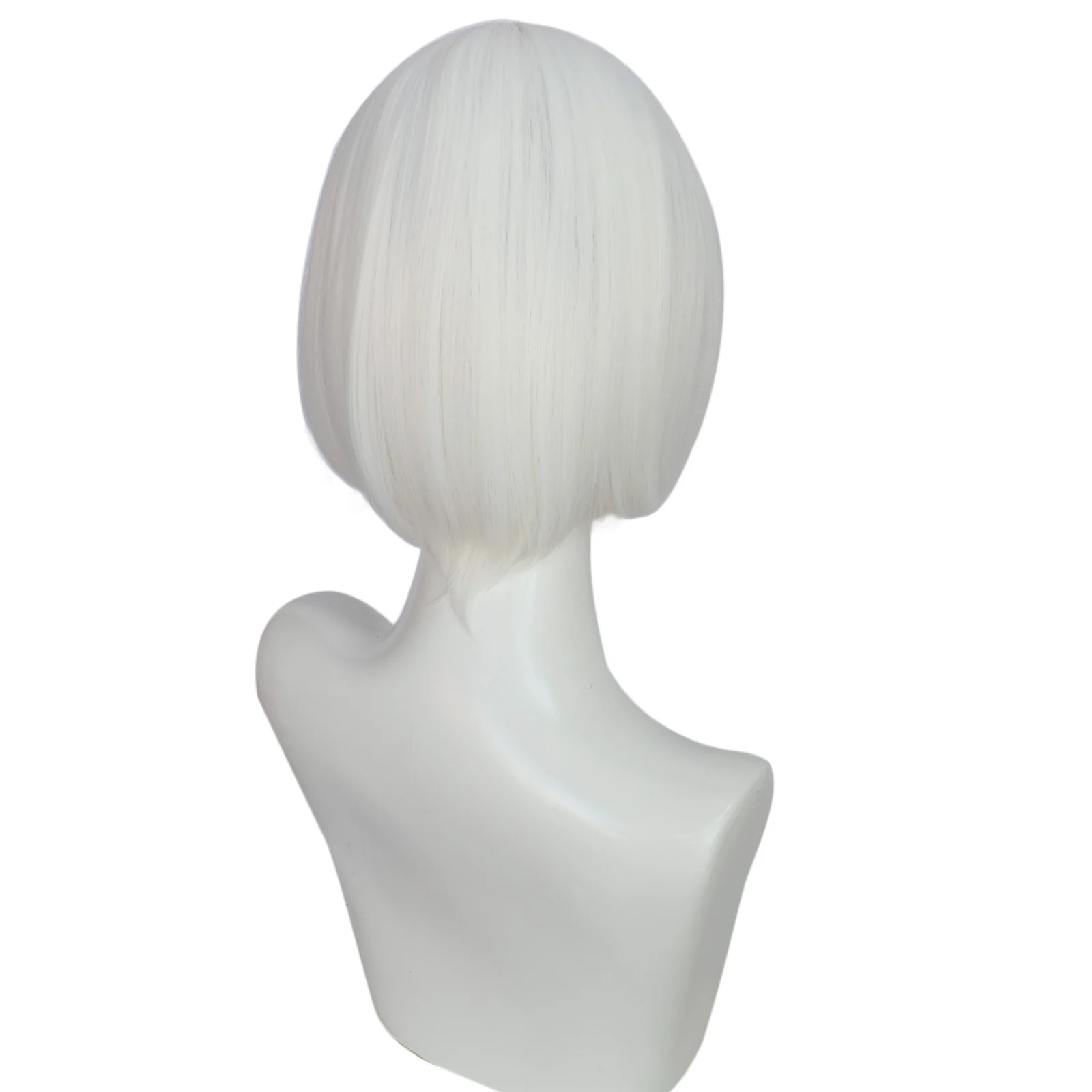 Synthetic Short Straight white Anime Cosplay Wig for Unisex, Rose Net Cap, Cosplay, Carnival Halloween Dress Up Wig
